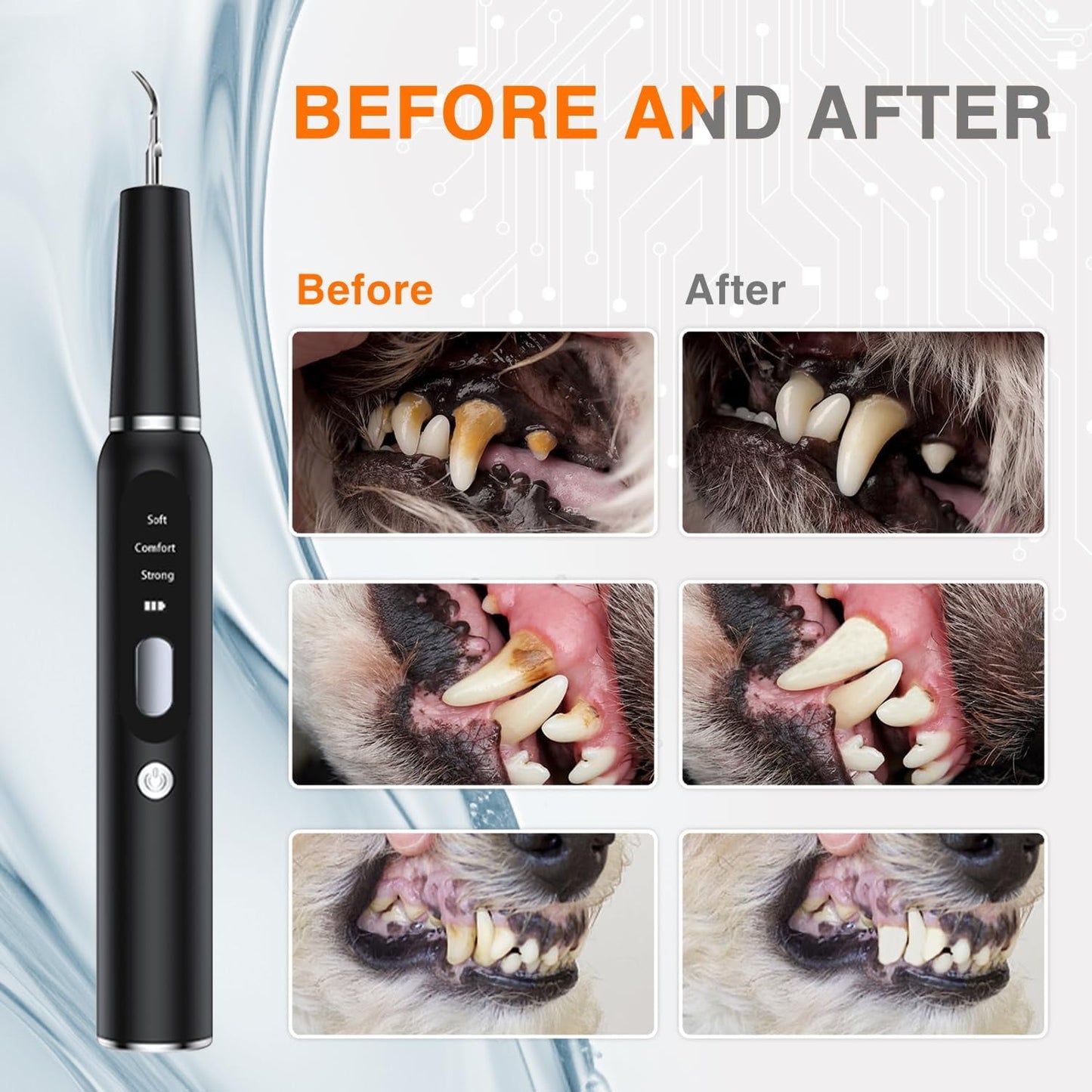 Aorsher Dog Plaque Remover for Teeth, Pet Tooth Cleaner, Dog Teeth Cleaning Kit - Teeth Cleaner with LED Light and Tartar Remover, Dog Toothbrush Protect Gums