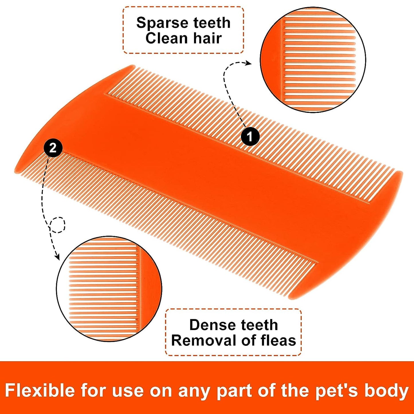 Cat Dog Flea Comb, 12 Pieces Flea Lice Combs Cat Dog Grooming Comb Double Side