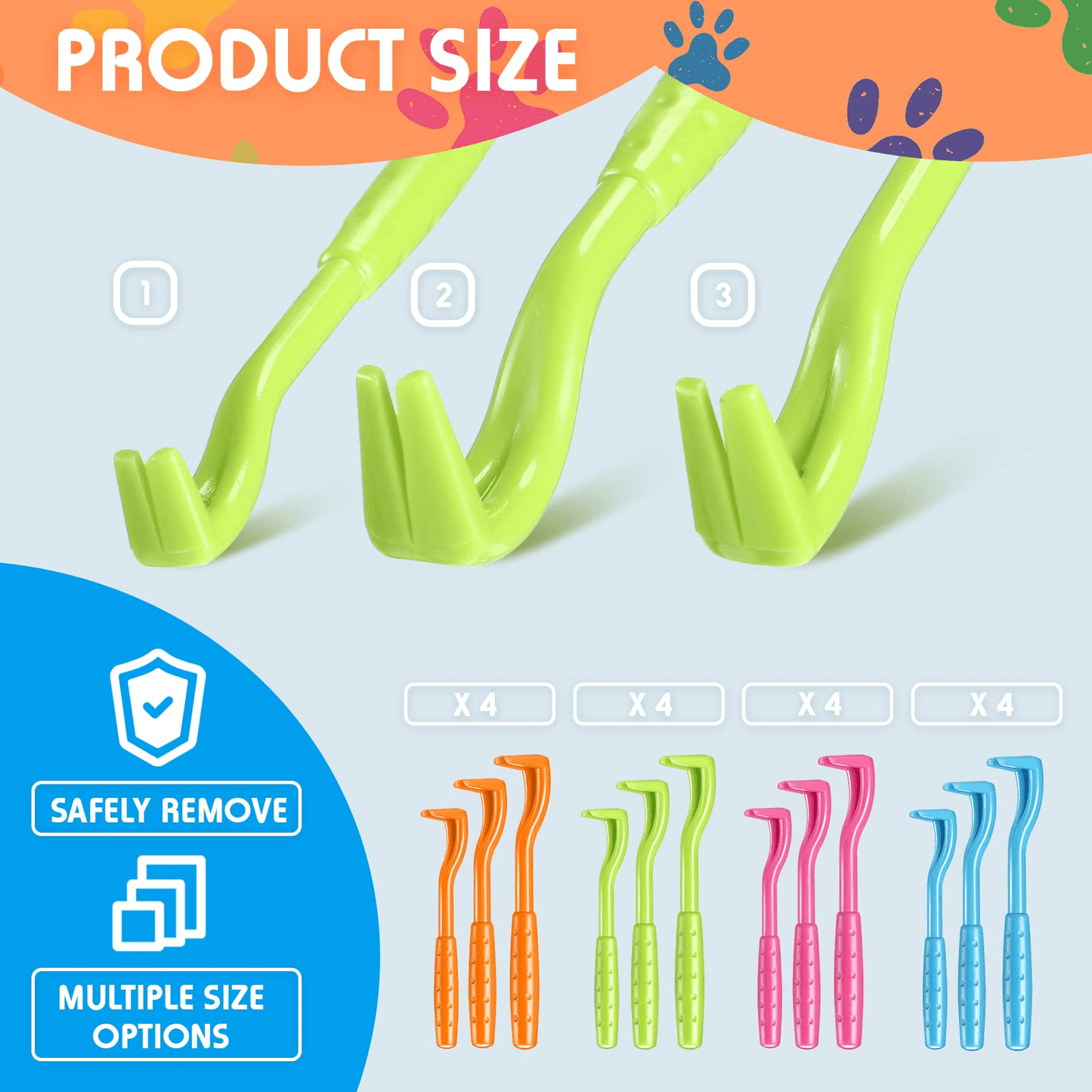 48 Pack Tick Removal Tool Tick Remover for Dogs, Cats and Humans Plastic Tick Puller Tick Grabber, 8 Sizes