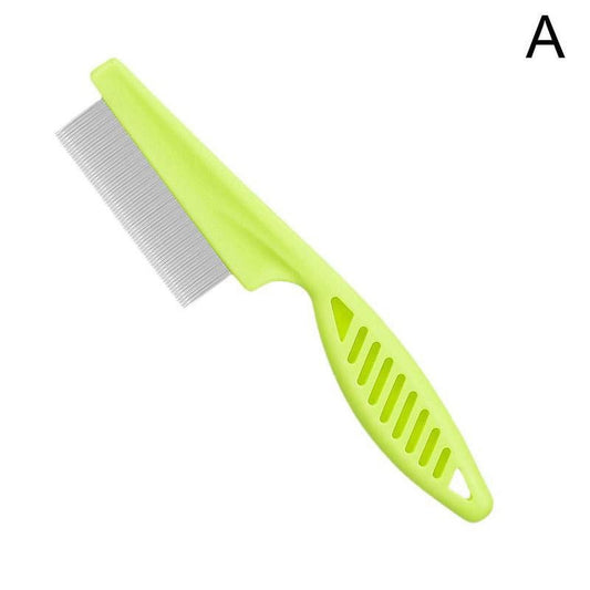 1x Dog Pet Cat Flea Comb Brush Teeth Grooming Self Cleaner L0E4 White Tools R2M5