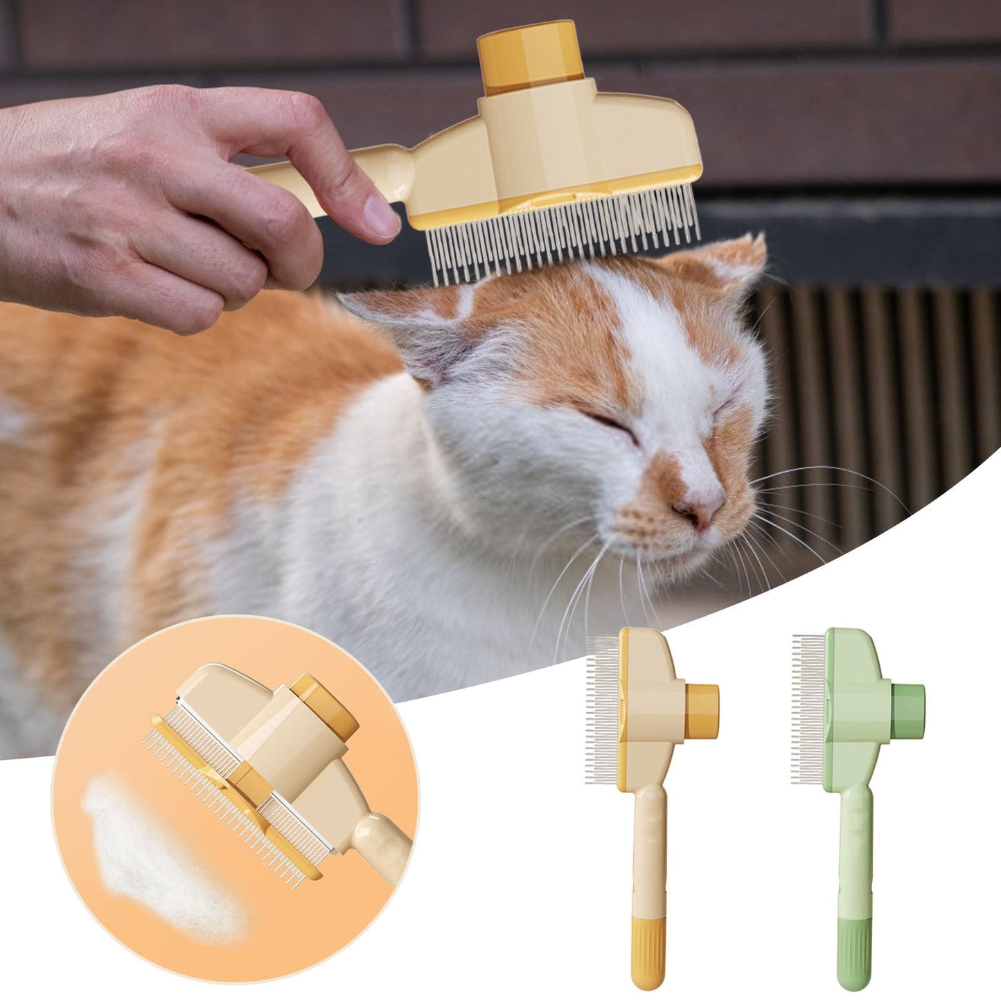 2025 New Pet Hair Removal Comb - Stainless Steel Cat Grooming Brush with Release Button, Flea Comb for Dogs & Cats, Self-Cleaning Deshedding Tool for Short & Long Hair