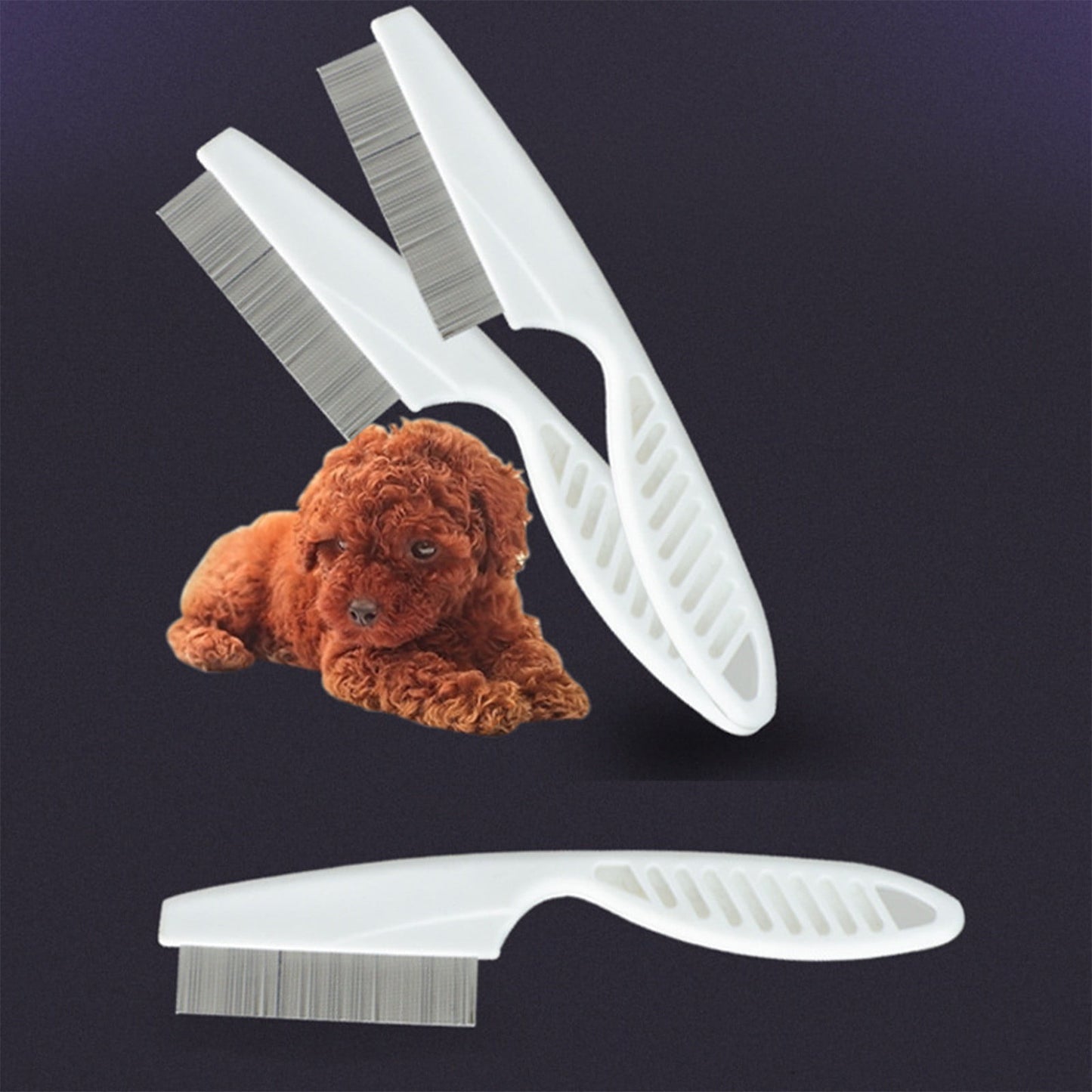 Premium Pet Flea Comb for Dogs and Cats Fine Tooth Grooming Tool with Ergonomic Handle
