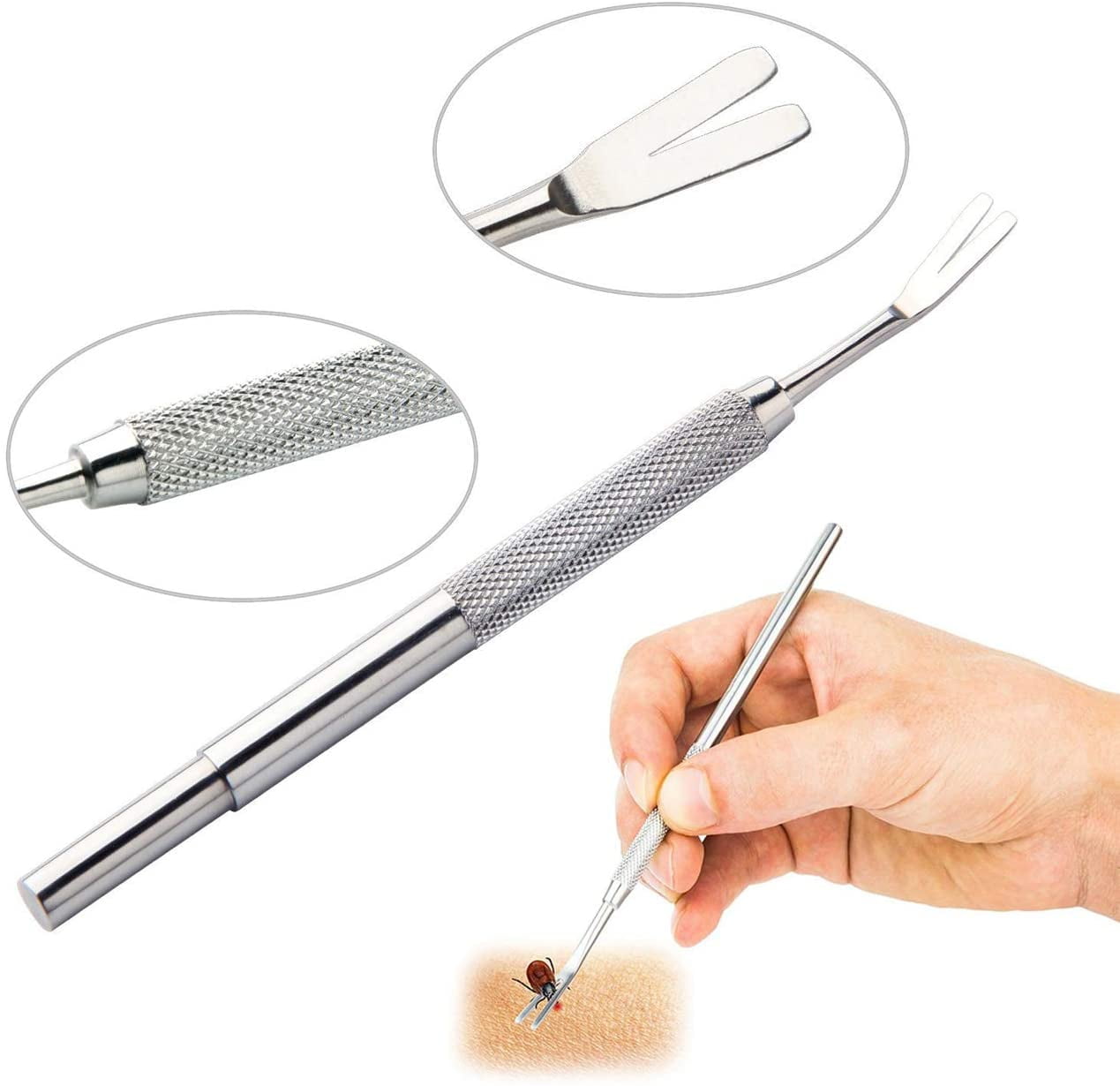Convenient and Safe Tick Removal Tool Set for Pets - Stainless Steel- 3 Pack
