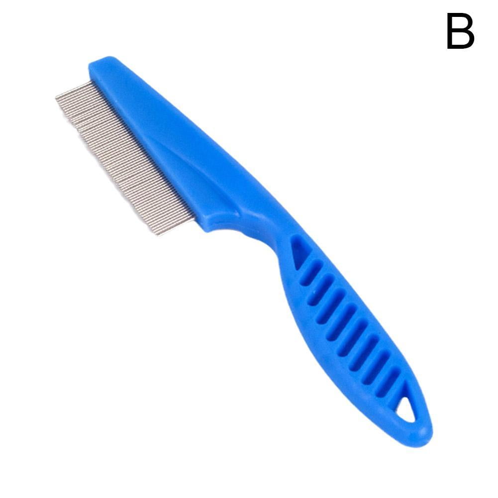 1x Dog Pet Cat Flea Comb Brush Teeth Grooming Self Cleaner L0E4 White Tools R2M5
