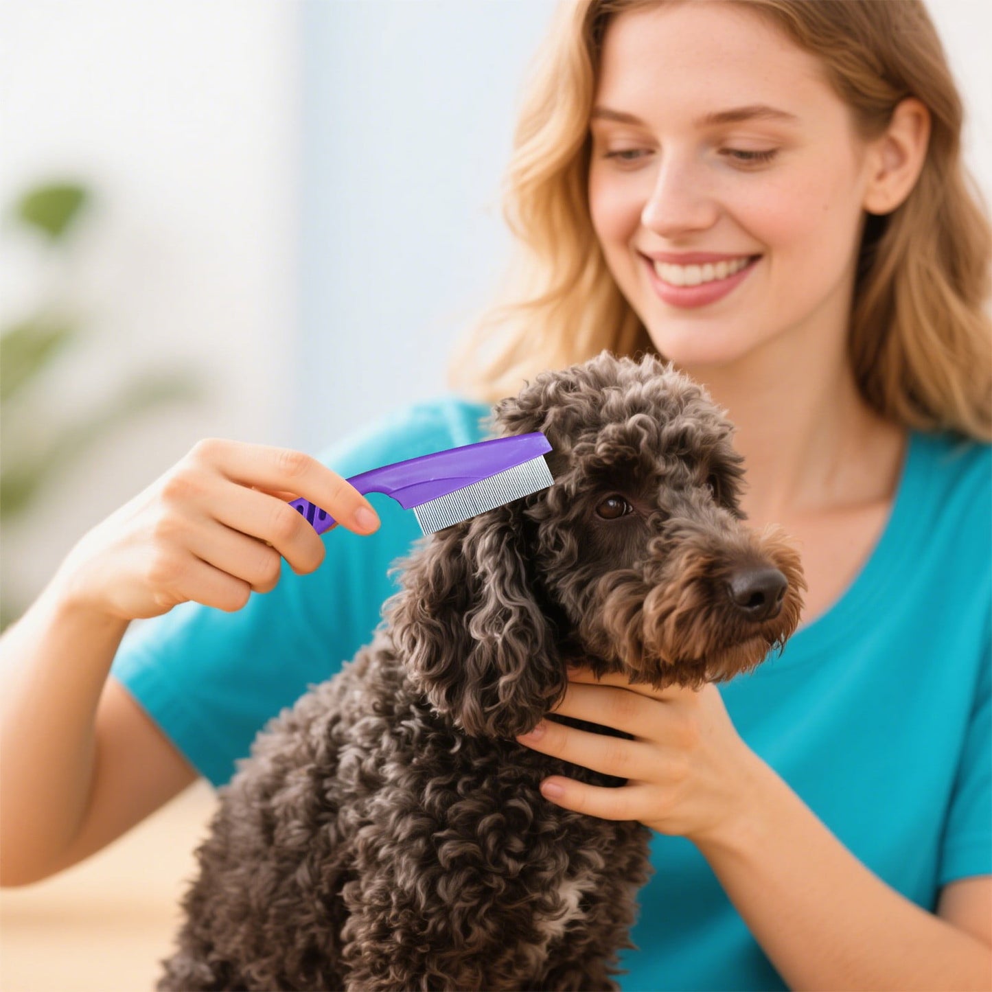Premium Pet Flea Comb for Dogs and Cats Fine Tooth Grooming Tool with Ergonomic Handle