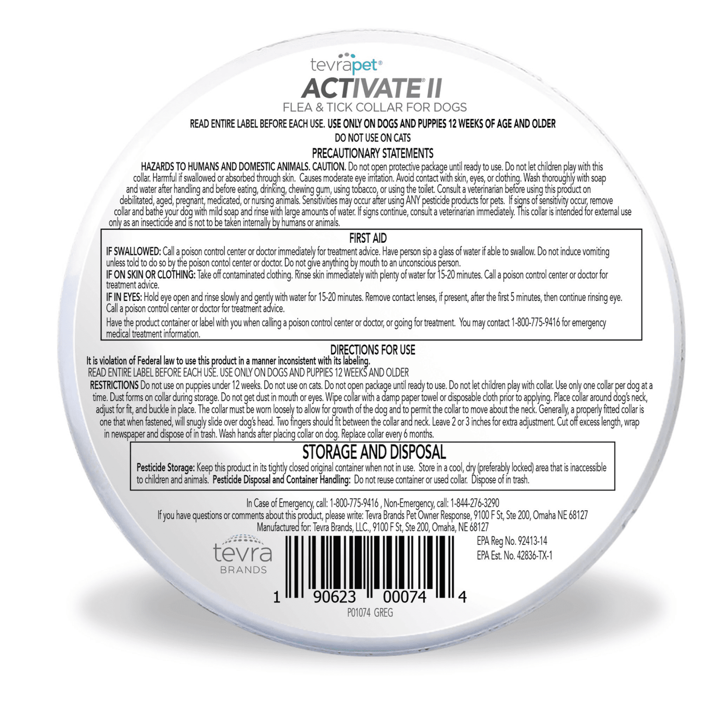 TevraPet Activate II Flea & Tick Collar for Small Dogs, 6 Months Prevention, 2 Count