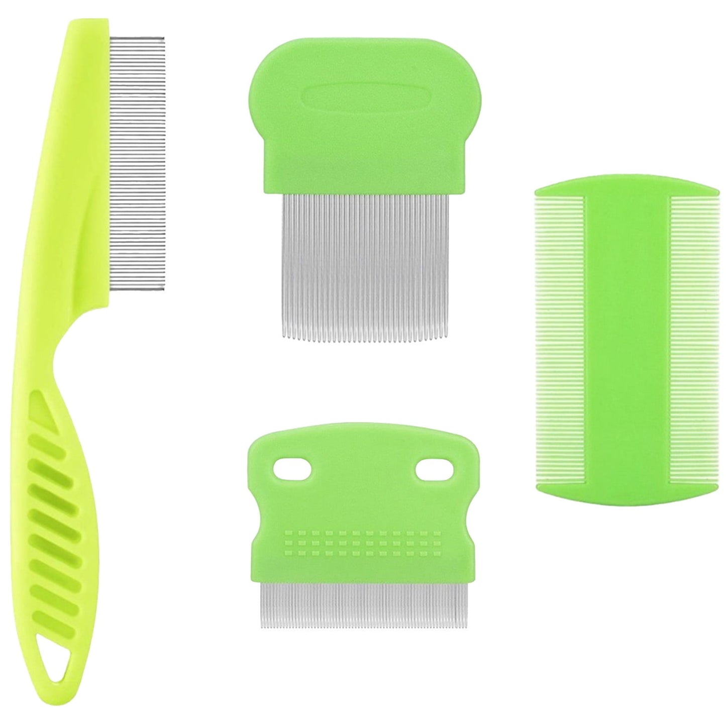 4-in-1 Pet Grooming Kit, Flea, Tear Stain, Deshedding & Fine Tooth Combs for Dogs, Cats, and Small Animals, Stainless Steel with Ergonomic Non-Slip Handles