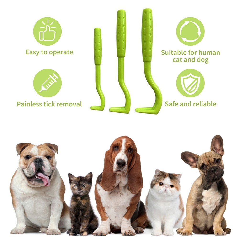 Ltesdtraw 3x Pet Mites Flea Puller Insect Clip Cat Dog Cleaning Tick Tweezer (Green)