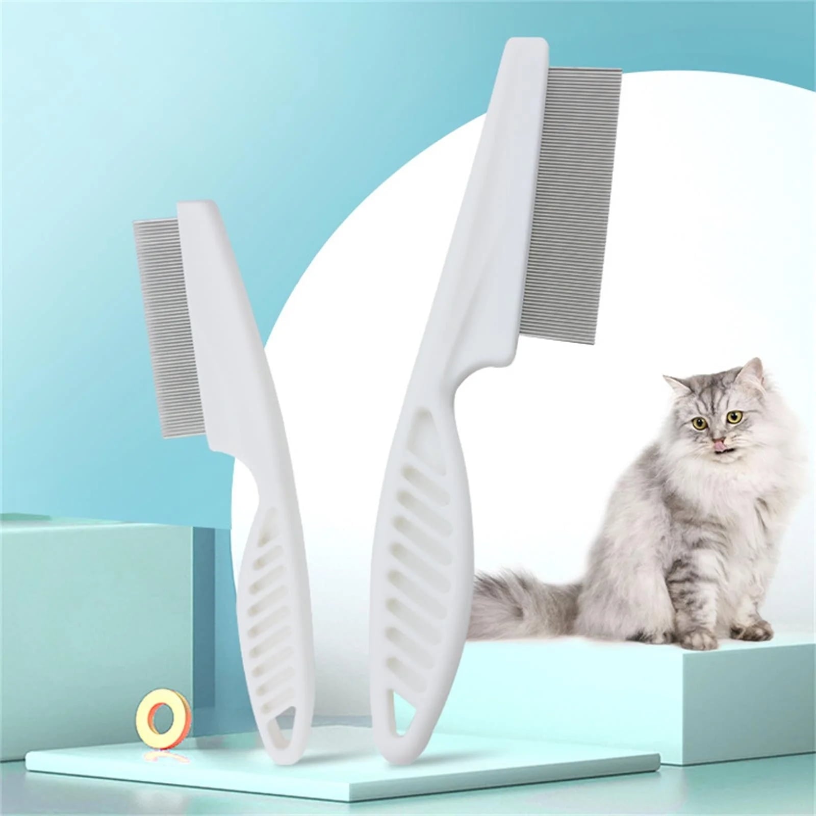 Flea Comb for Dogs & Cats – 14CM Fine Tooth Grooming Comb, Tear Stain Remover, Tick Lice Flea Removal Tool for Pet Hair Dematting and Daily Grooming Care