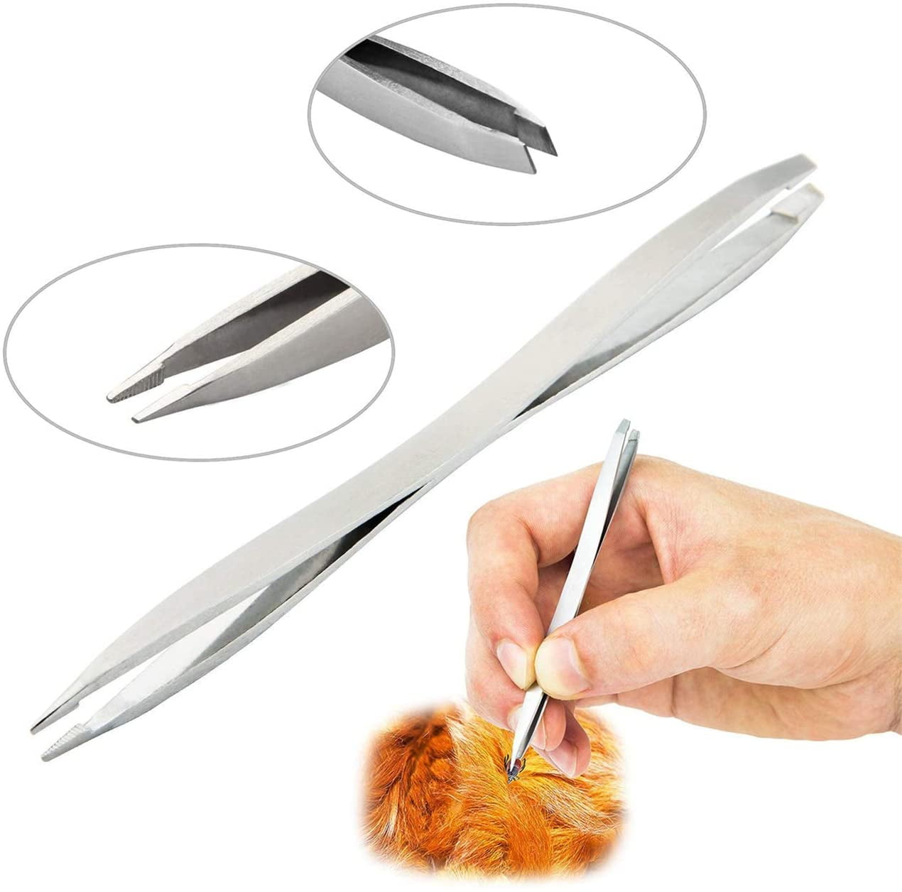Convenient and Safe Tick Removal Tool Set for Pets - Stainless Steel- 3 Pack