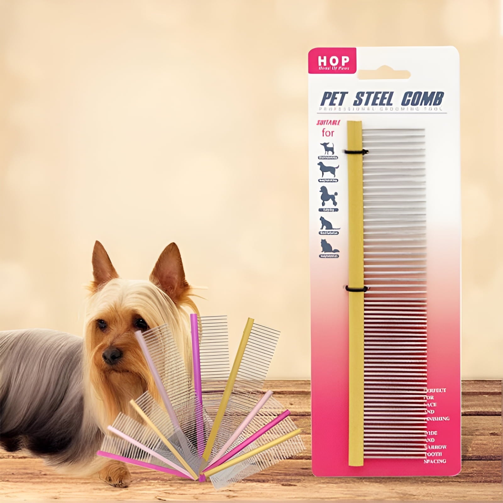 ACDANC Dog Comb,Removes Loose Fur Metal Comb,For Long & Short Fur Dematting Comb for Dogs,Red