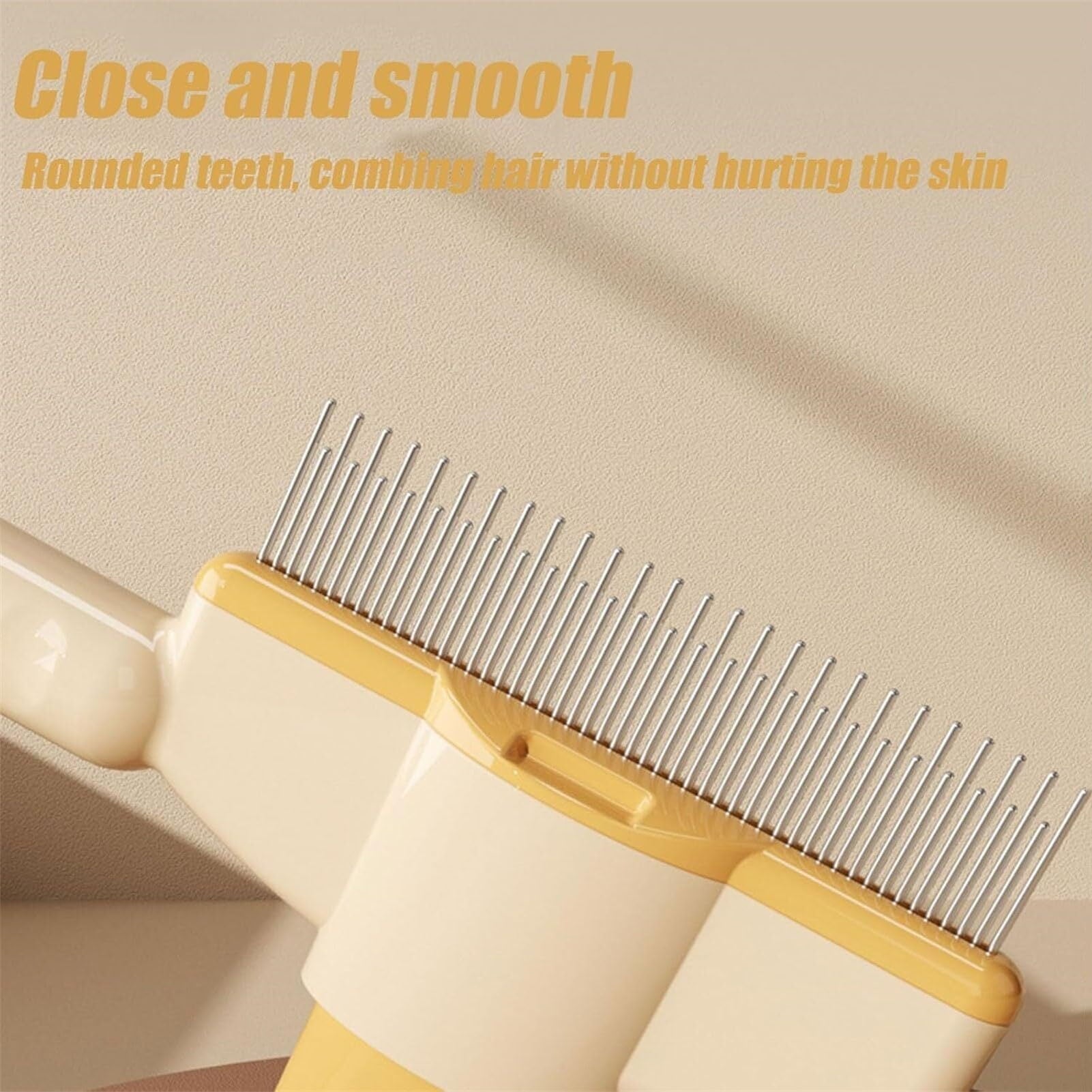 A Self-Cleaning Pet Flea Comb Grooming Brush, Pet Flea Comb for Cats & Dogs, Pet Hair Removal Comb Flea Comb, 2-in-1 Cat Brush for Shedding (Yellow+Green)