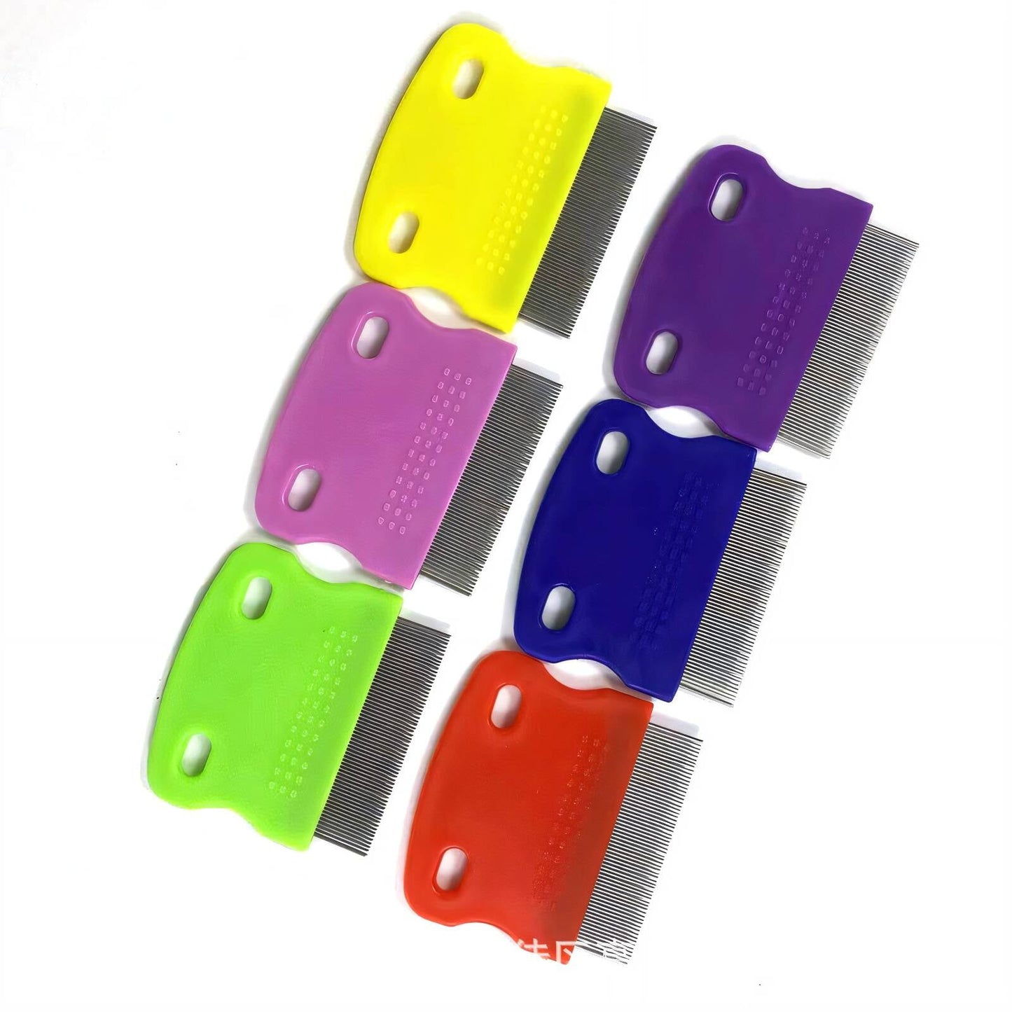ACDANC 3Pcs Flea Comb,Anti-Slip Handle Design Dog Hair Brush,Double Hole Design for Easy Hanging Cat Comb,Blue Red Pink