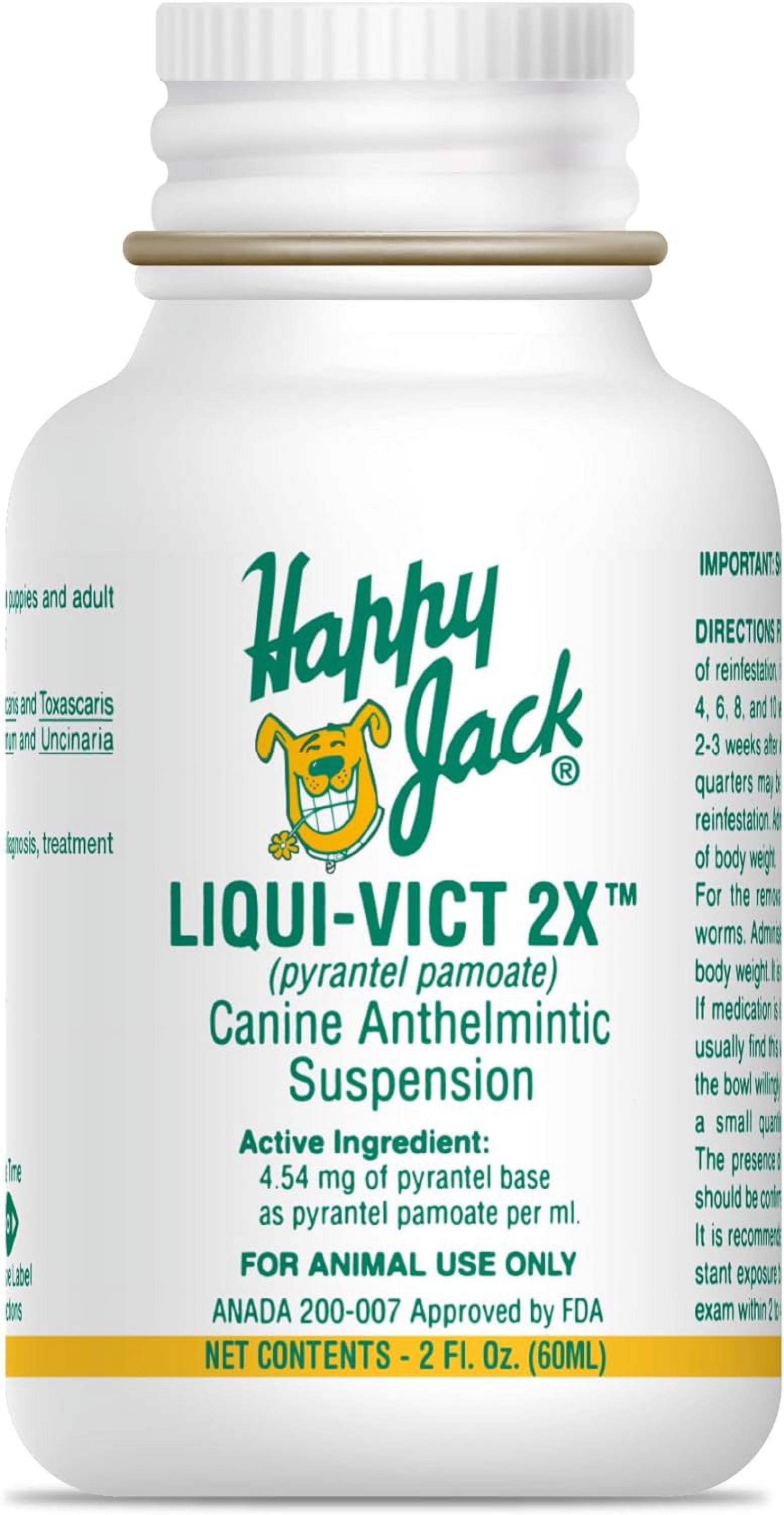 Happy Jack® Liqui-Vict 2X Dog Canine Wormer Round Hook Worms Parisites 2 oz