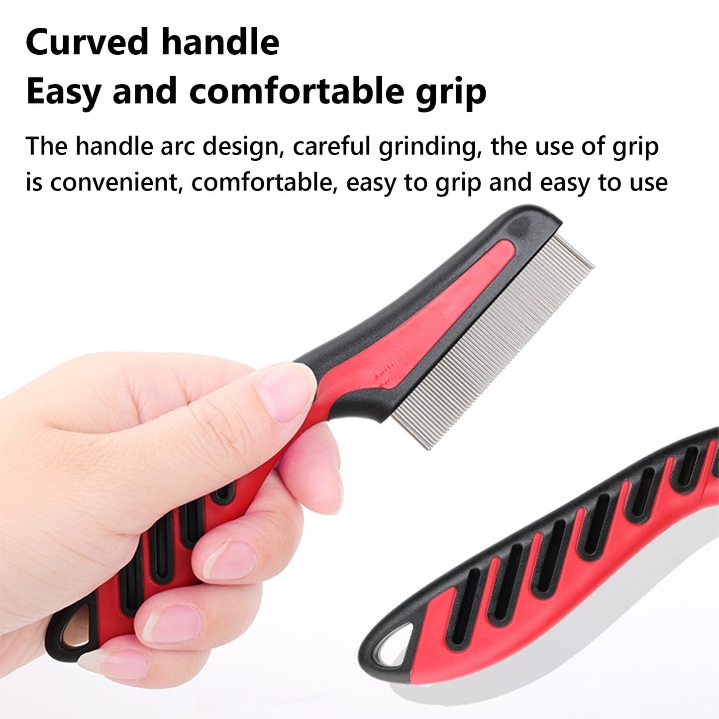 Qaailabf Pet Flea Comb for Dogs and Cats with Long Handle Double Rows Lice and Flea Removal Grooming Tool for Ticks and Lice Care Accessories 2.5x0.9x15.3cm