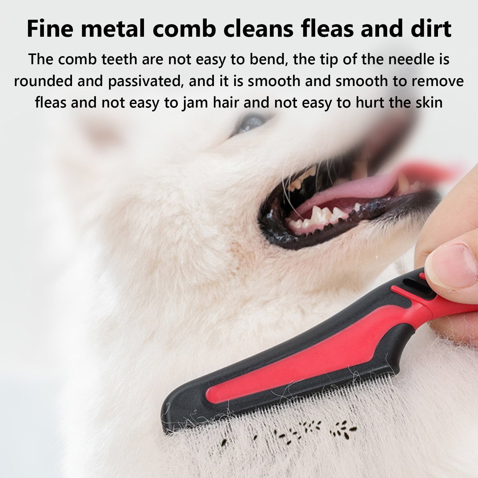 Qaailabf Pet Flea Comb for Dogs and Cats with Long Handle Double Rows Lice and Flea Removal Grooming Tool for Ticks and Lice Care Accessories 2.5x0.9x15.3cm