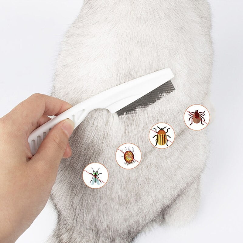 Panliya is beautiful Flea Comb Dog Cat Hair Removal Brush Stainless Steel Dense Teeth Inline Comb Portable Pet Universal Grooming Cleaning Supplies