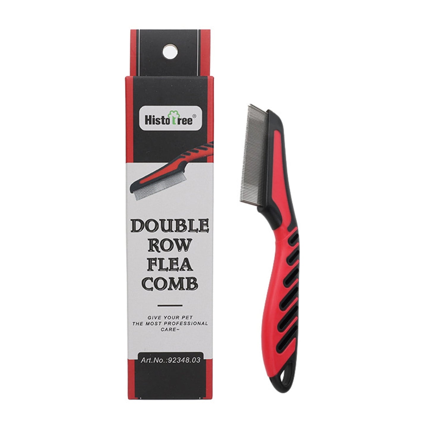 Qaailabf Pet Flea Comb for Dogs and Cats with Long Handle Double Rows Lice and Flea Removal Grooming Tool for Ticks and Lice Care Accessories 2.5x0.9x15.3cm
