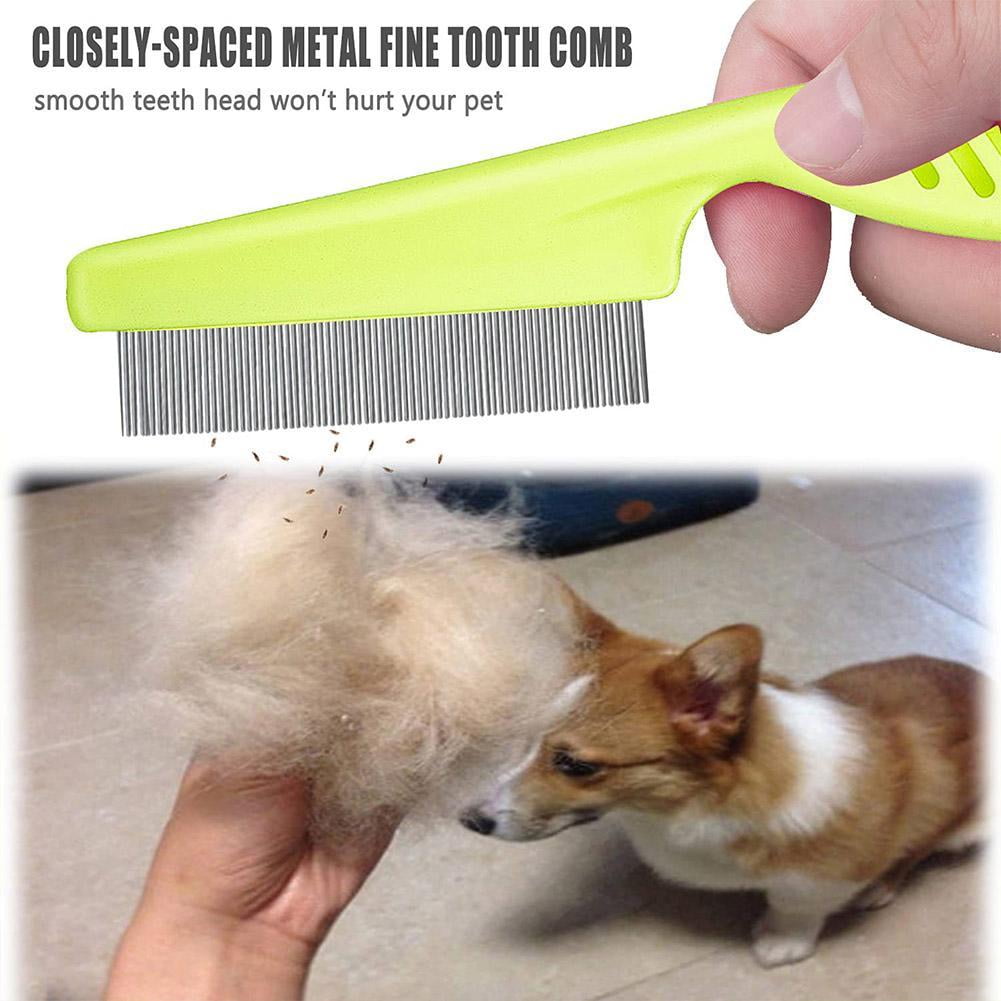 1x Dog Pet Cat Flea Comb Brush Teeth Grooming Self Cleaner L0E4 White Tools R2M5