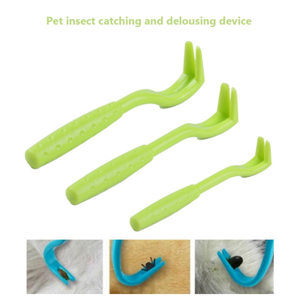 Ltesdtraw 3x Pet Mites Flea Puller Insect Clip Cat Dog Cleaning Tick Tweezer (Green)