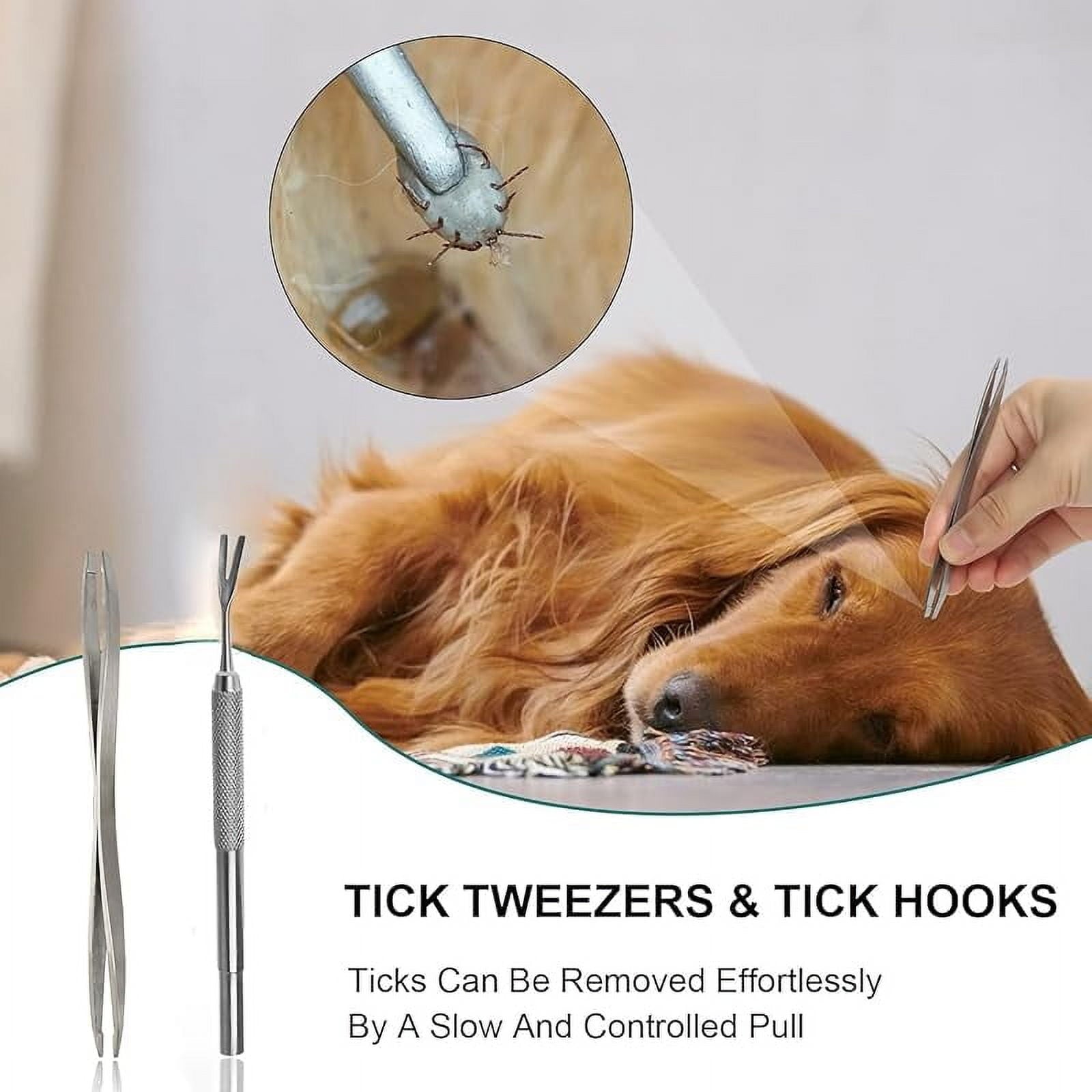 Tick Removal Tool 8 in 1 with Storage Box, Tick Tweezers, Flea Comb, Magnifying Glass, Dog Tick Remover Tool Tick Removal Kit Tick Removal Tool for Dogs Cats Pet Tick Comb (Tick Removal Tool 8 in 1)
