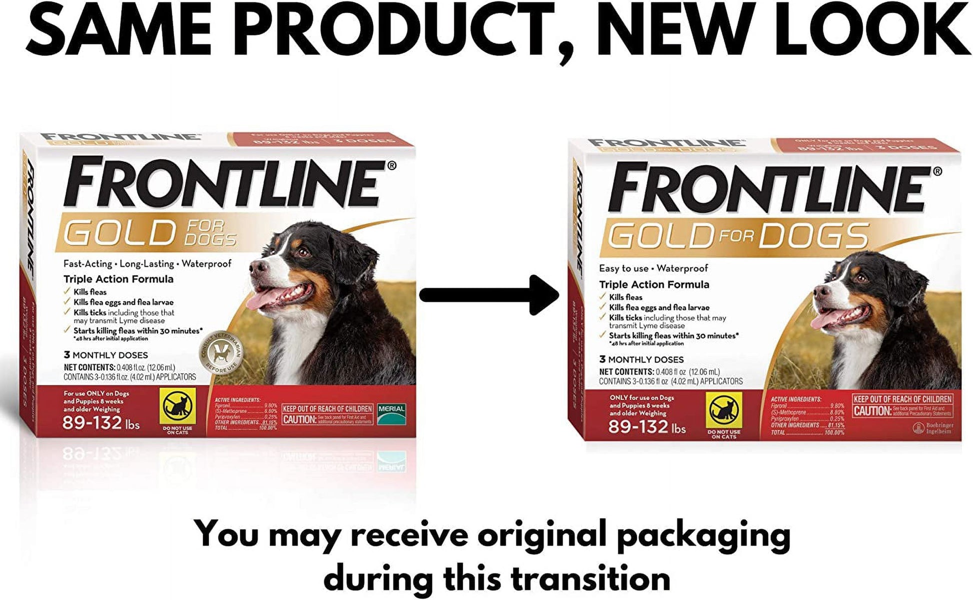 Frontline Gold for Dogs 89-132 lbs  Red  3 Month
