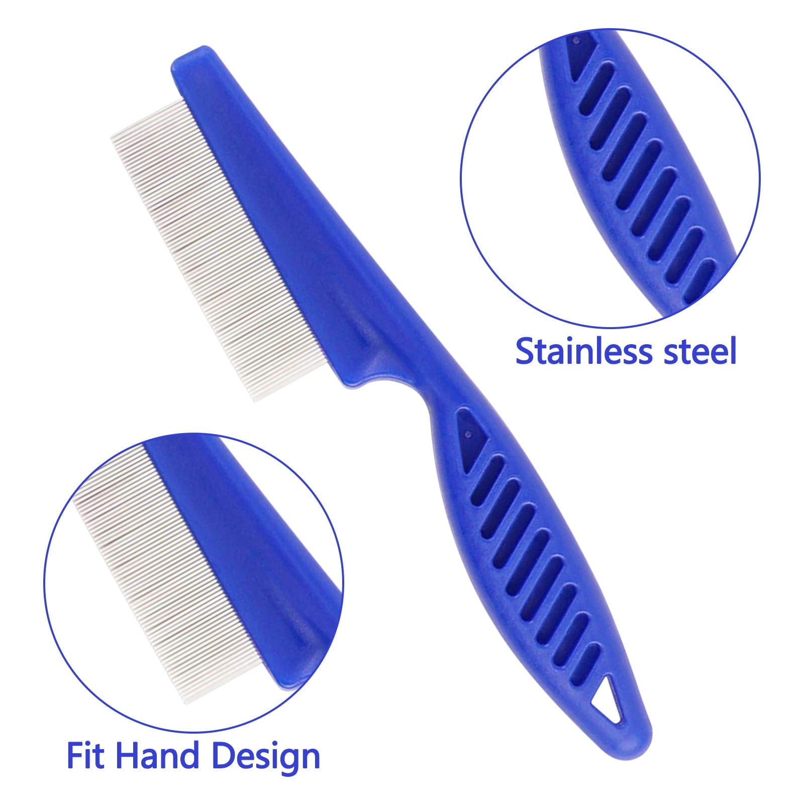 GERsome 6 Pack Flea Lice Comb, Stainless Steel Dog Cat Grooming Combs with Rounded Teeth,Double Sided Professional Pet Tear Stain Remover, Dematting Tool for Small, Medium & Large Pets