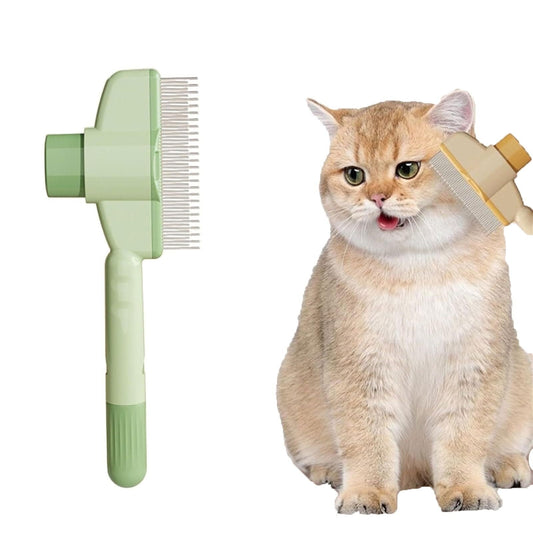 A Self-Cleaning Pet Flea Comb Grooming Brush, Pet Flea Comb for Cats & Dogs, Pet Hair Removal Comb Flea Comb, 2-in-1 Cat Brush for Shedding (Green)
