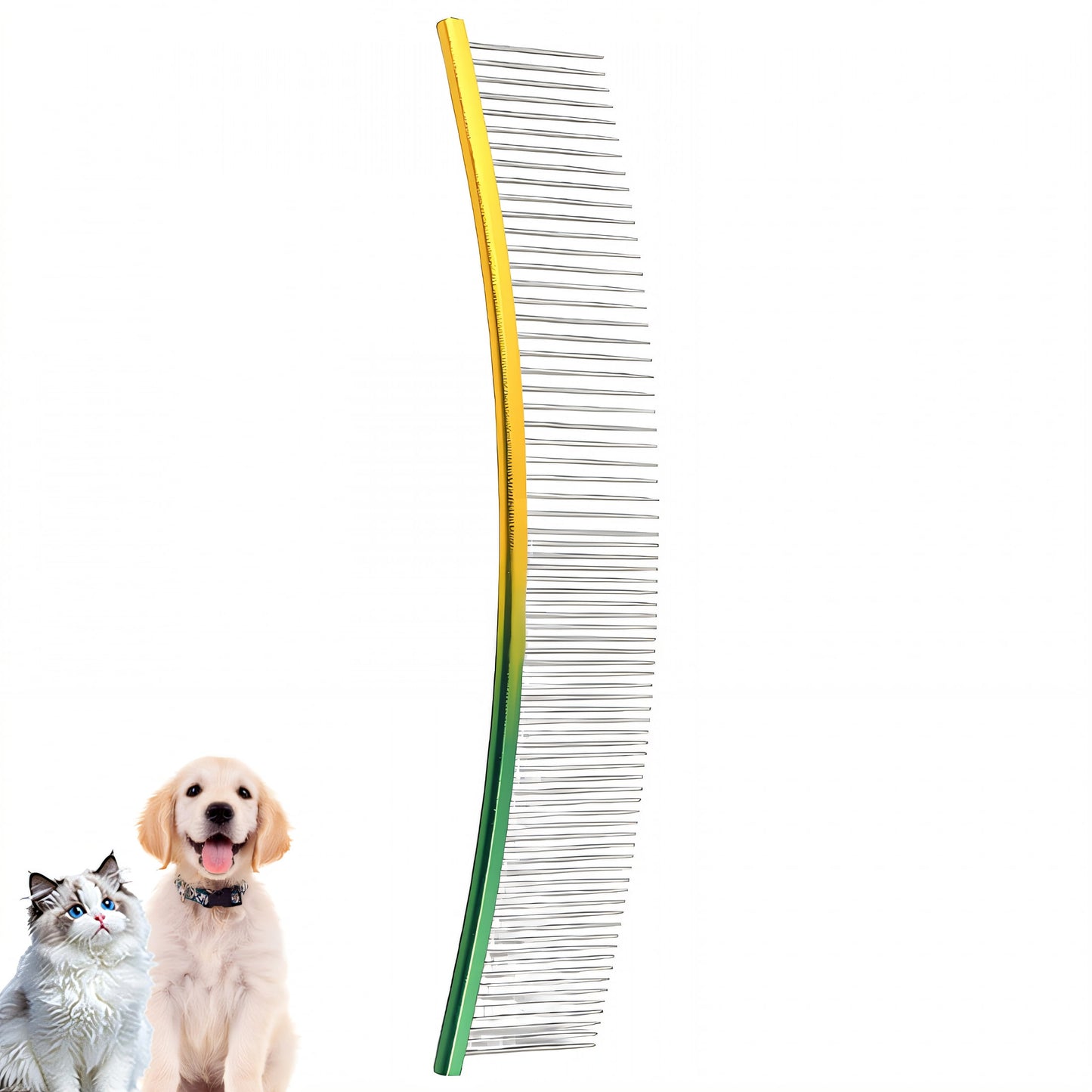 ACDANC Dog Comb,Dematting Comb for Dogs,Dog Combs for Grooming Matting,Yellow-Green