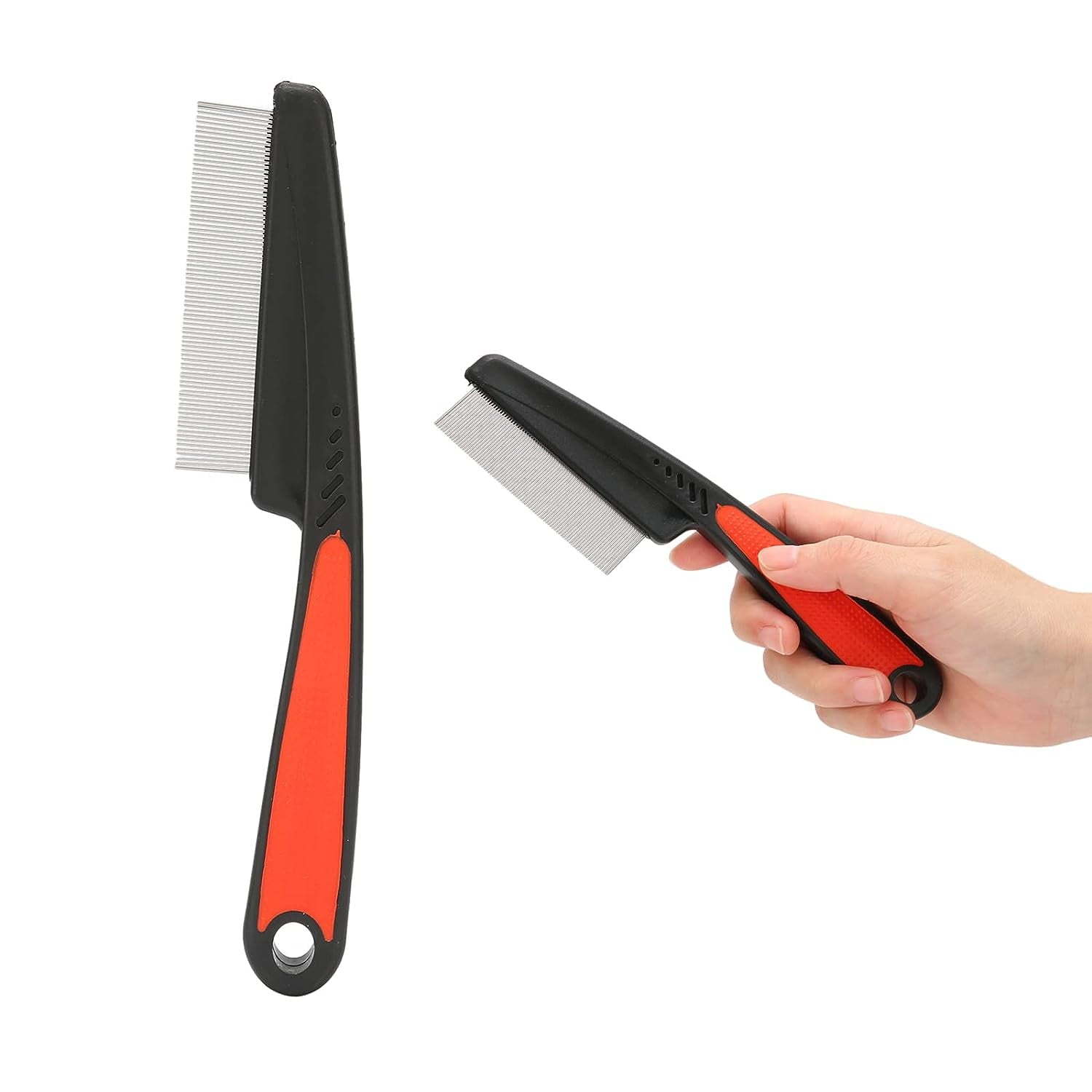 Flea Comb, Dandruff Comb, Multifunction Stainless Steel Fine Tooth Comb Head Nit Removal Hair Comb Cat Dog Pet Grooming Scalp Flea Comb, Easy to Hold