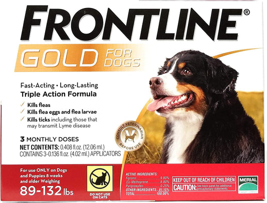 Frontline Gold for Dogs 89-132 lbs  Red  3 Month