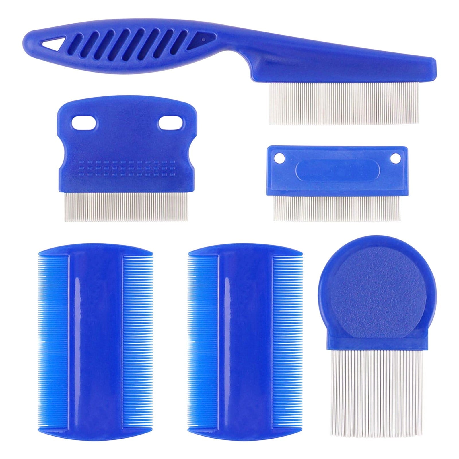 GERsome 6 Pack Flea Lice Comb, Stainless Steel Dog Cat Grooming Combs with Rounded Teeth,Double Sided Professional Pet Tear Stain Remover, Dematting Tool for Small, Medium & Large Pets