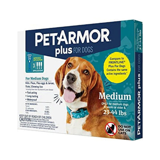 PETARMOR Plus for Dogs Flea and Tick Prevention for Dogs, Long-Lasting & Fast-Acting Topical Dog Flea Treatment, 3 Count