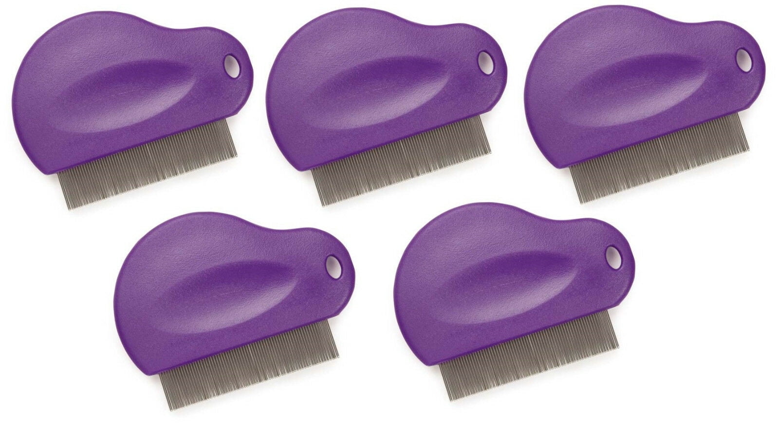 Pet Flea Combs Contoured Grip 3" 29 Tooth Tool Black or Purple Bulk Available (Purple - 5 Combs)