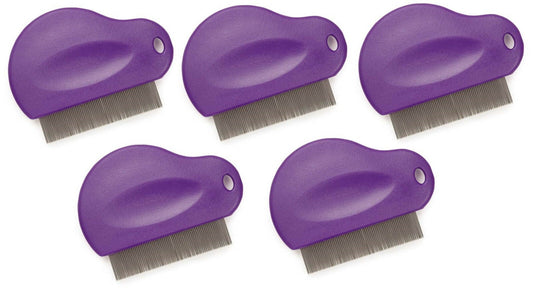 Pet Flea Combs Contoured Grip 3" 29 Tooth Tool Black or Purple Bulk Available (Purple - 5 Combs)