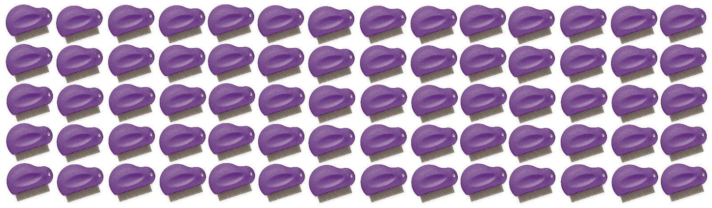 Pet Flea Combs Contoured Grip 3" 29 Tooth Tool Black or Purple Bulk Available (Purple - 75 Combs)