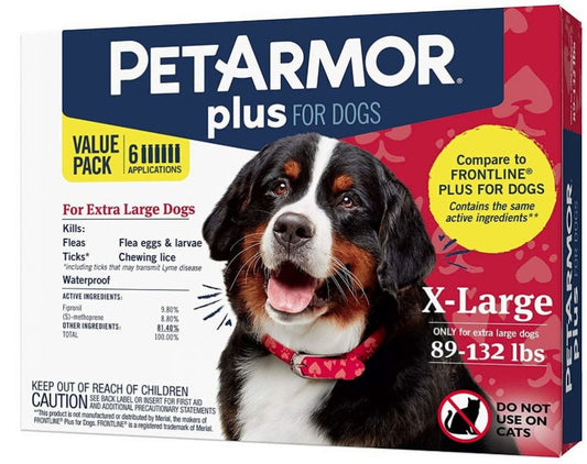 PetArmor PetArmor Plus Flea and Tick Treatment for X-Large Dogs (89-132 Pounds) 6 count Pack of 4