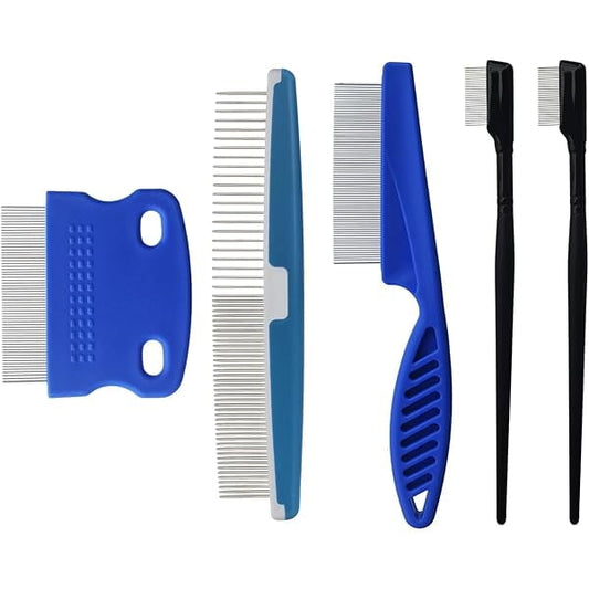 Saluqifa 5Pcs Dog Eye Tear Stain Removal Combs Pet Grooming Kit,Comb for Large,Medium and Small Pets,Used to Gentle Remove Knots Crust Mucus floating hair Tangle Dandruff and Fleas Lice (Pink)
