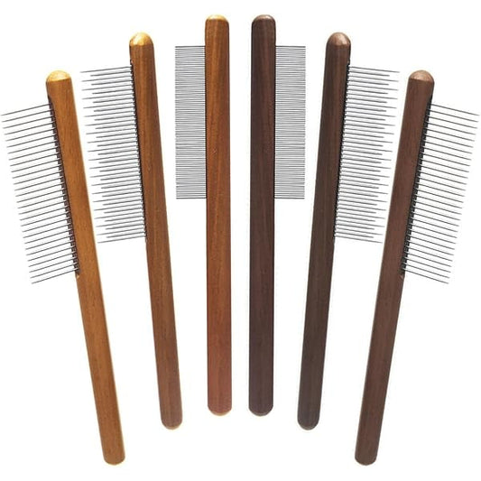 Saluqifa 6 Pack Cat Comb, Solid Wood Pet Comb with Rounded and Smooth Ends Stainless Steel Teeth for Cat Dog, Rabbit Hair Comb, Flea Lice Comb for Removes Tangles and Knots