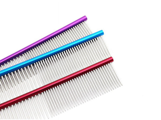 Shldybc Dog Comb for Removes Tangles and Knots - Cat Comb for Removing Matted Fur - Grooming Tool with Stainless Steel Teeth and Non-Slip Grip Handle - Best Pet Hair Comb for Home Grooming Kit