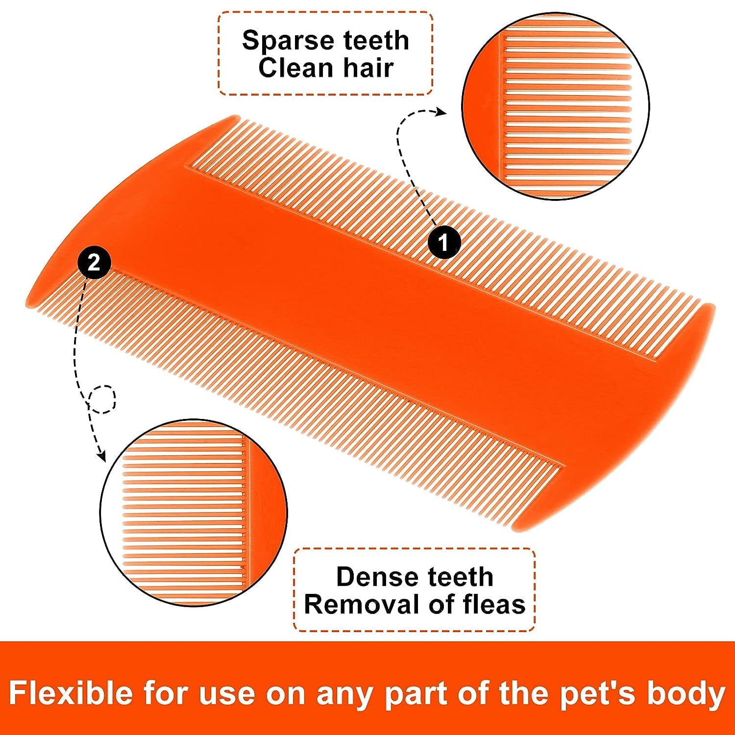 Cat Dog Flea Comb, 12 Pieces Flea Lice Combs Cat Dog Grooming Comb Double Side