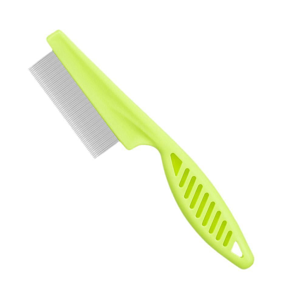 1x Dog Pet Cat Flea Comb Brush Teeth Grooming Self Cleaner L0E4 White Tools R2M5