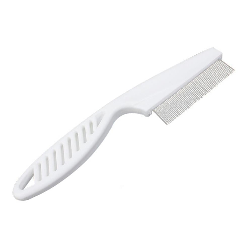 1x Dog Pet Cat Flea Comb Brush Teeth Grooming Self Cleaner L0E4 White Tools R2M5