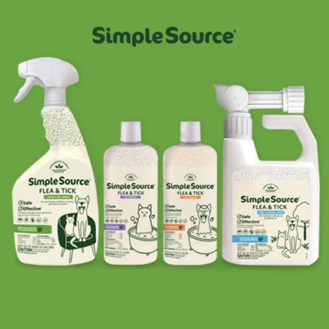 SimpleSource® Flea & Tick Home & Pet Spray, Kills Fleas, Flea Eggs, Flea Larvae, & Ticks, Kills 
& Repels Mosquitos, 32oz Bottle
