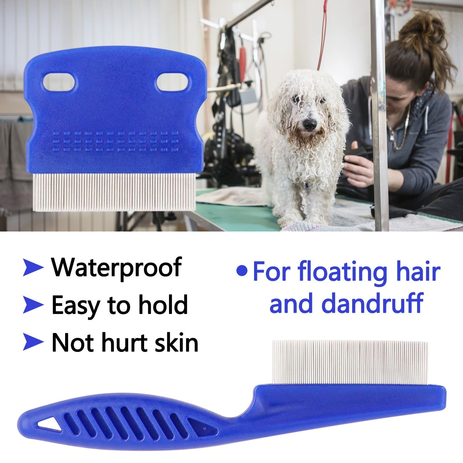 GERsome 6 Pack Flea Lice Comb, Stainless Steel Dog Cat Grooming Combs with Rounded Teeth,Double Sided Professional Pet Tear Stain Remover, Dematting Tool for Small, Medium & Large Pets