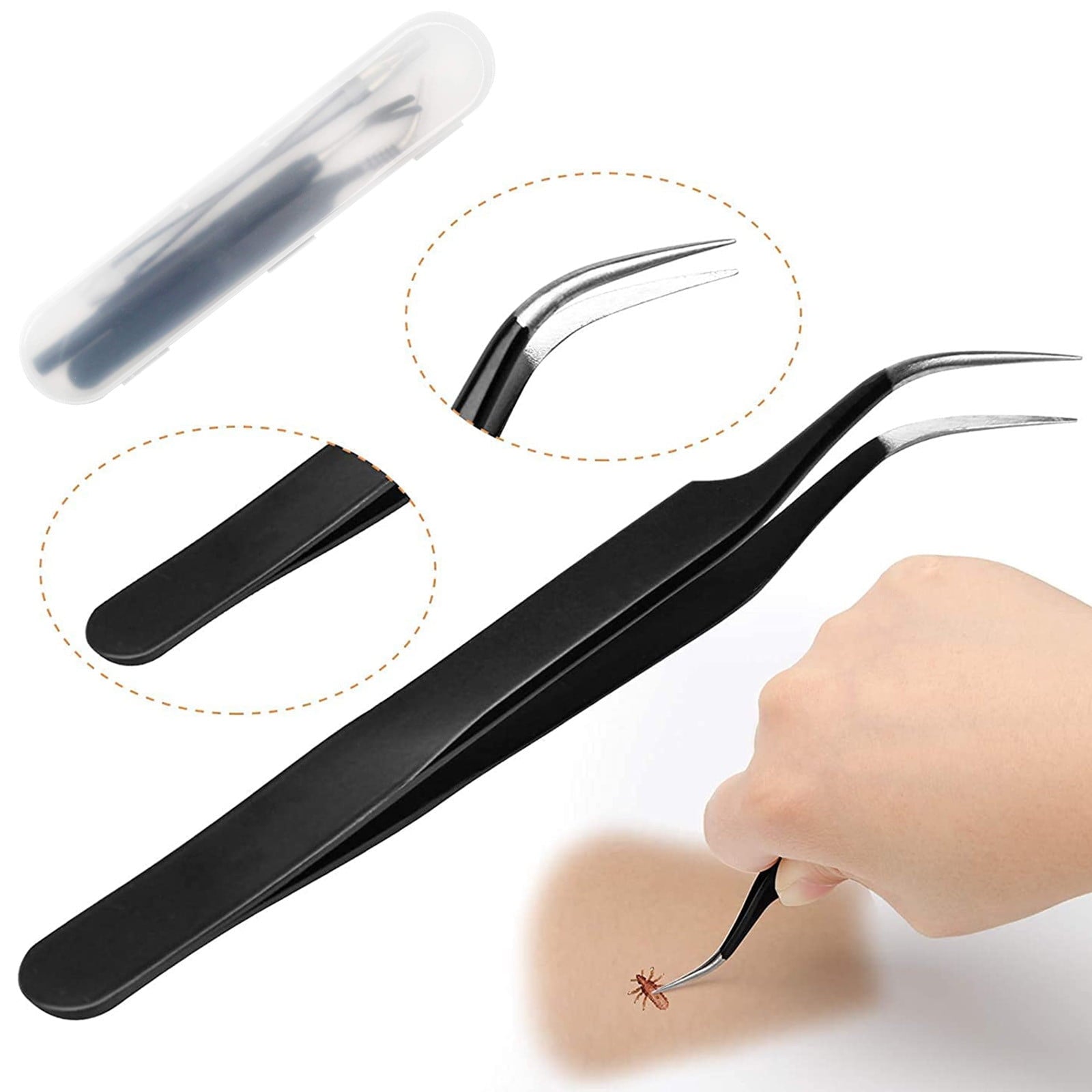 Tick Remover Kit Clearance! Lekdue Stainless In Kit 3 Tick Tick Coitek Remover Remover Tweezers Black Tick Steel 1 Tools & Home Improvement, Tweezers Set (3 Pieces)