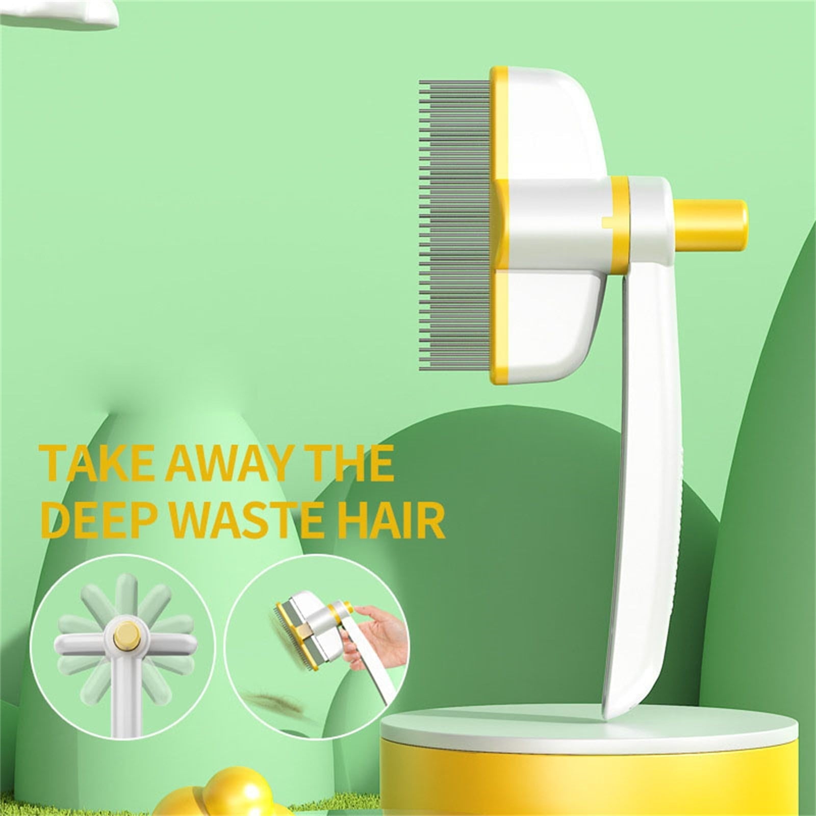 Hogarize Pet Hair Removal Comb,360-Degree Rotating Multifunctional Brush,Self-Cleaning Cat & Dog Brush,Short & Long Hair Grooming Tool