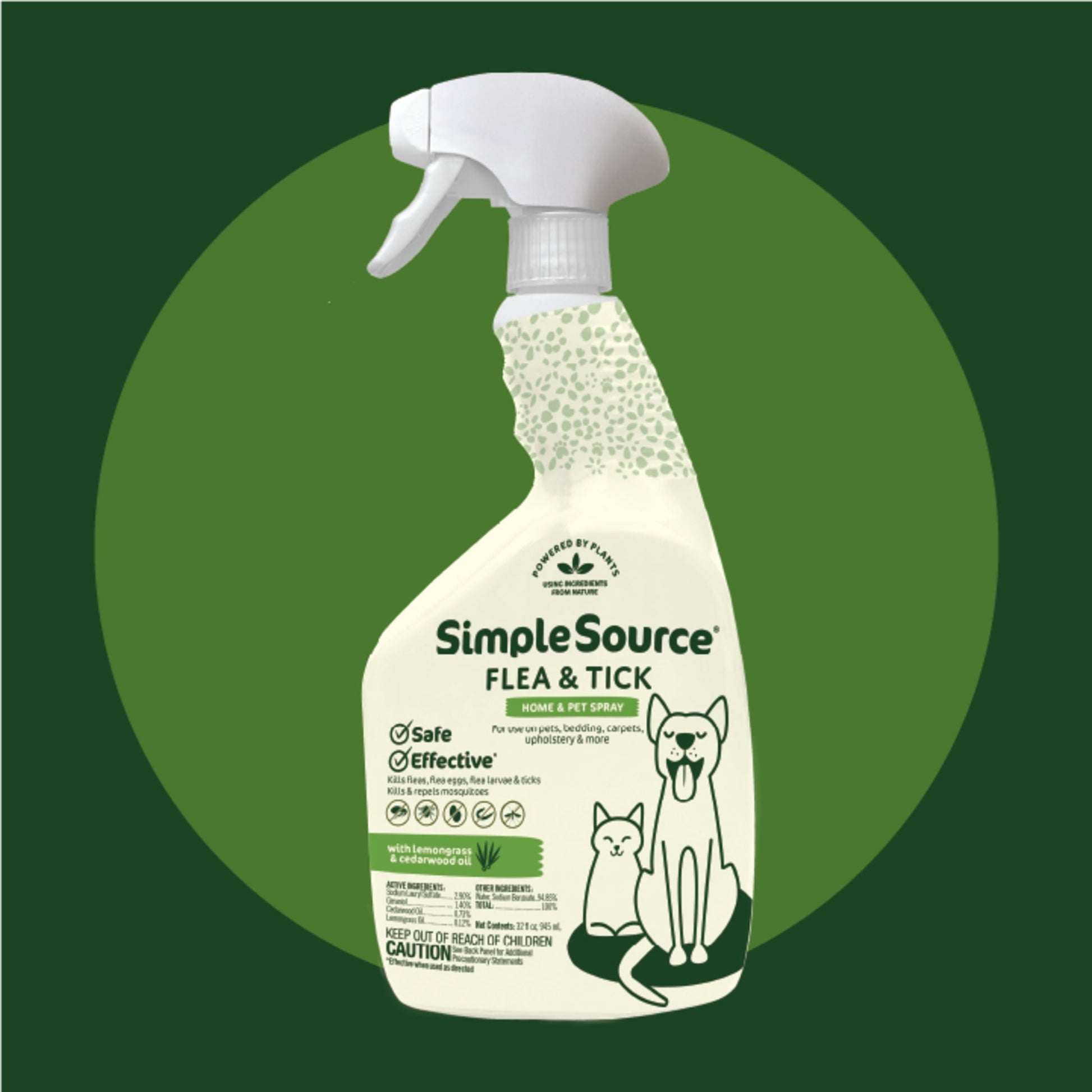 SimpleSource® Flea & Tick Home & Pet Spray, Kills Fleas, Flea Eggs, Flea Larvae, & Ticks, Kills 
& Repels Mosquitos, 32oz Bottle