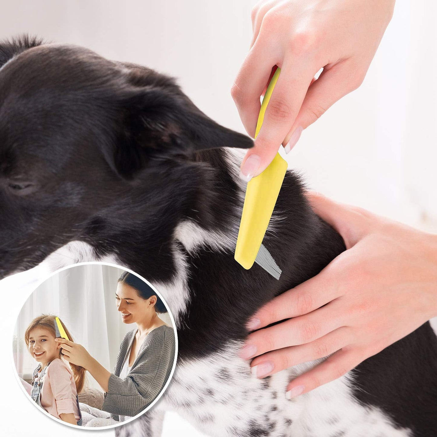 Metal Dog Combs for Cats Dogs, Pet Grooming Combs Set with Round Teeth for Dogs Cats and Other Pets Removing Tangles and Knots
