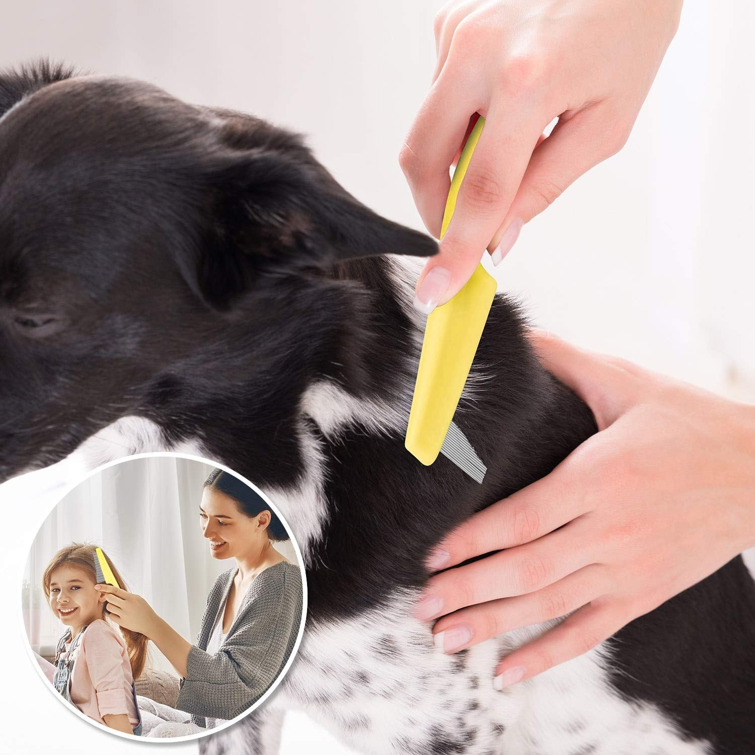 Metal Dog Combs for Cats Dogs, Pet Grooming Combs Set with Round Teeth for Dogs Cats and Other Pets Removing Tangles and Knots